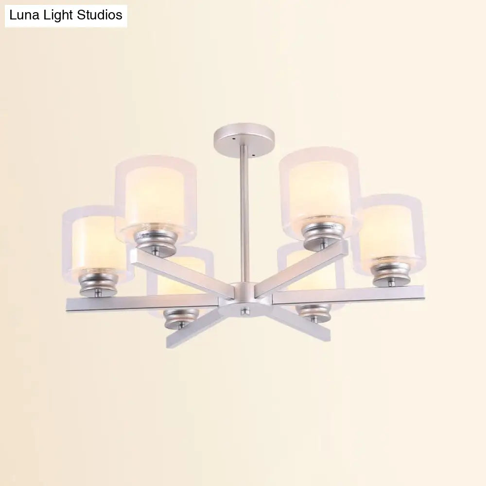 Lámpara de araña cilíndrica moderna: negra/dorada/plateada, 3/6/8 luces, lámpara colgante de cristal transparente para dormitorio