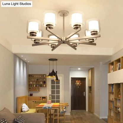 Lámpara de araña cilíndrica moderna: negra/dorada/plateada, 3/6/8 luces, lámpara colgante de cristal transparente para dormitorio