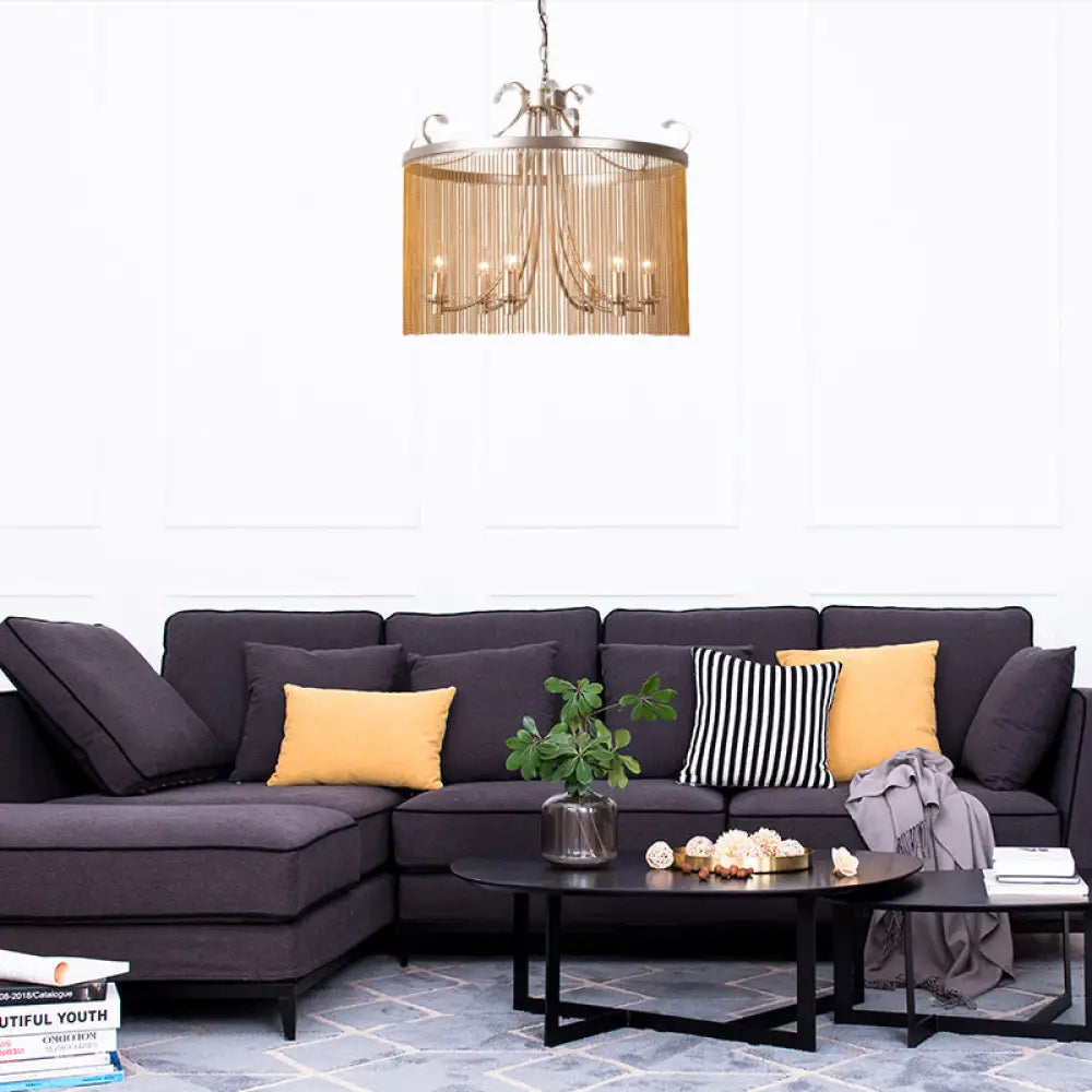 Lámpara de techo moderna de cristal cilíndrico con colgante dorado, 3/5/6 luces, 38/50/62 cm de ancho