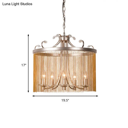 Lámpara de techo moderna de cristal cilíndrico con colgante dorado, 3/5/6 luces, 38/50/62 cm de ancho