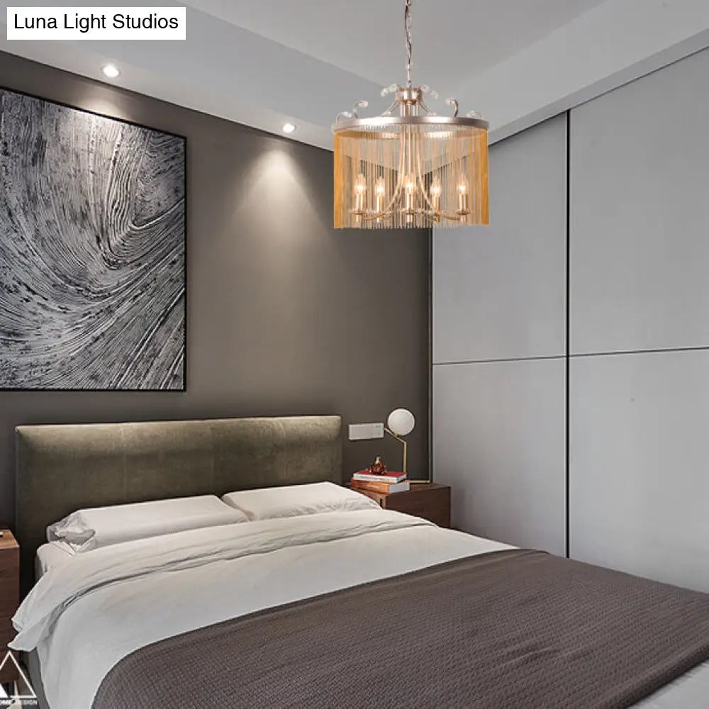 Lámpara de techo moderna de cristal cilíndrico con colgante dorado, 3/5/6 luces, 38/50/62 cm de ancho