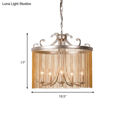 Lámpara de techo moderna de cristal cilíndrico con colgante dorado, 3/5/6 luces, 38/50/62 cm de ancho