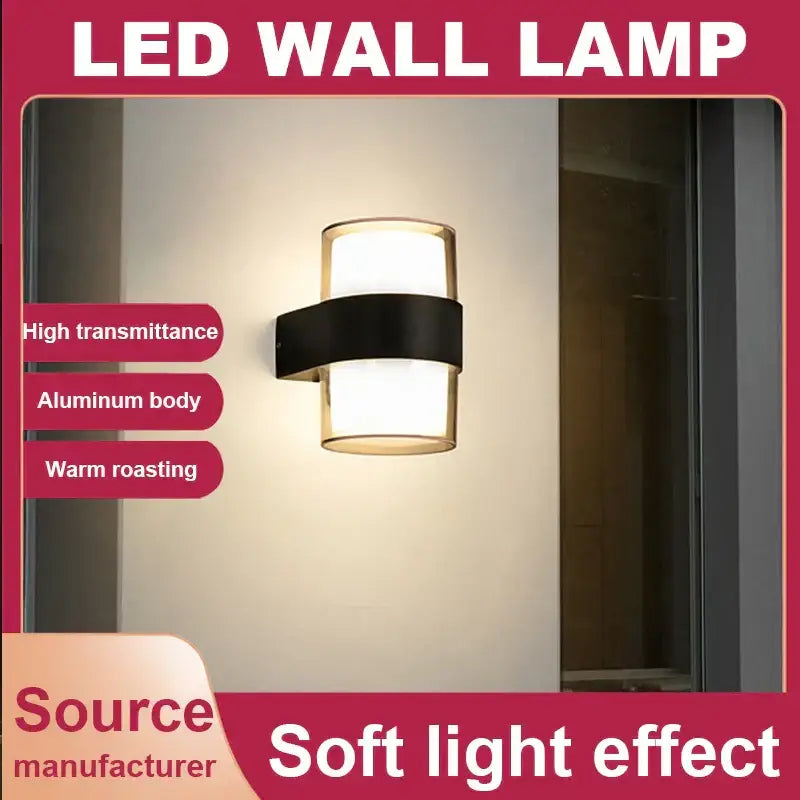 Modern cylindrical black aluminum led wall light with frosted glass shade emitting warm soft light for decorbites led wall use