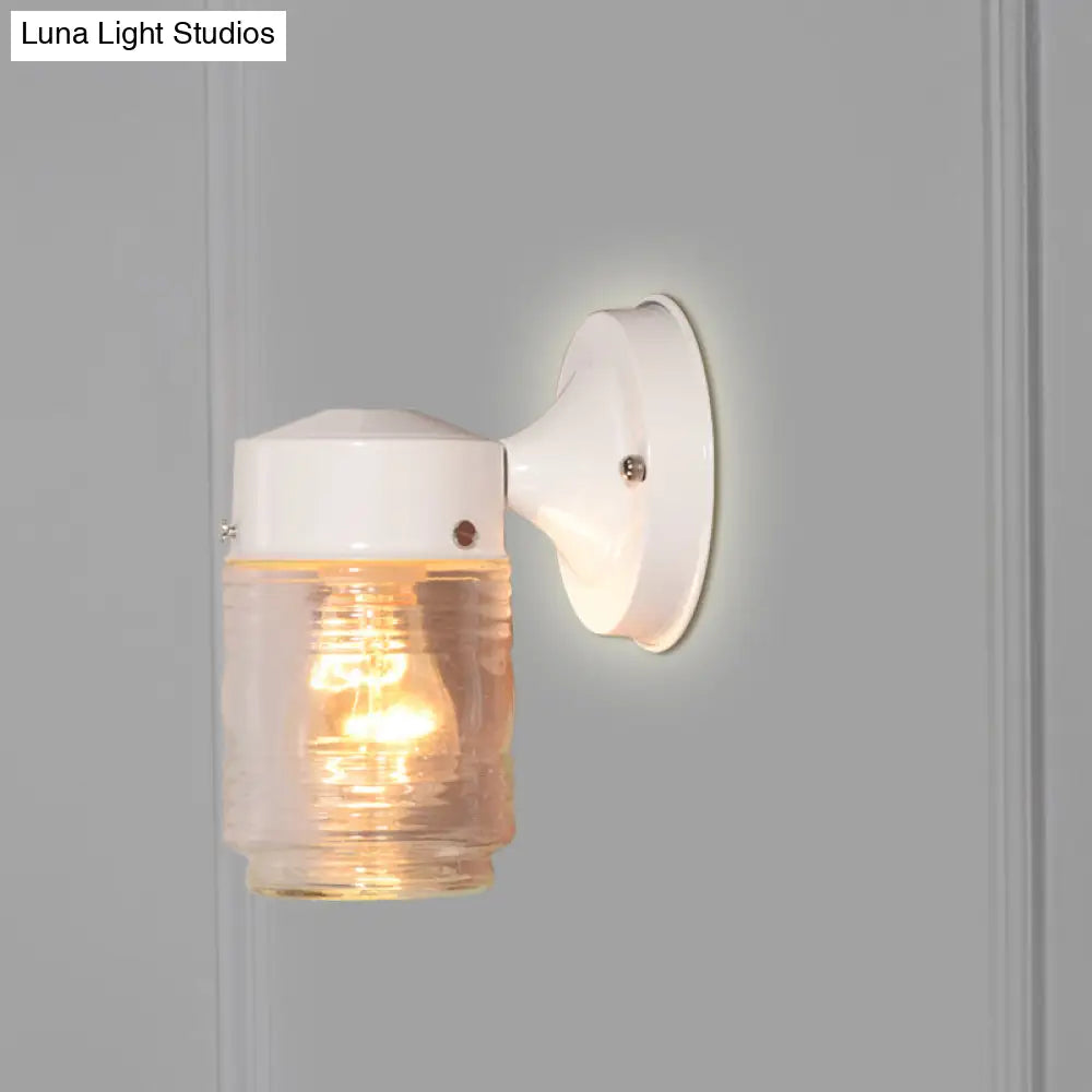 ديكوربايتس™ ديكوربايتس™ مصباح حائط أسطواني عصري من الزجاج الشفاف - وحدة إضاءة أنيقة باللونين الأسود والأبيض مثبتة على الحائط