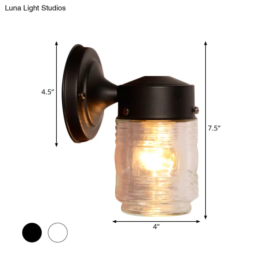 ديكوربايتس™ ديكوربايتس™ مصباح حائط أسطواني عصري من الزجاج الشفاف - وحدة إضاءة أنيقة باللونين الأسود والأبيض مثبتة على الحائط