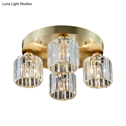 DecorBites™ DecorBites™ Modern Cylindrical Semi Flush Crystal Chandelier - Gold
