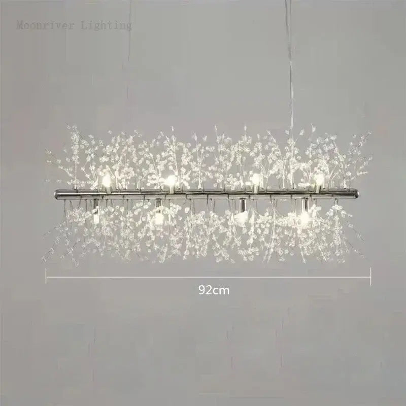 Modern dandelion crystal chandelier with sleek chrome frame and clear crystal branches 92cm for living room decorbites dandelion crystal