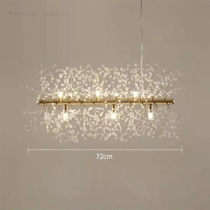 Modern dandelion crystal chandelier with a gold metal frame and delicate branches for living room decorbites dandelion
