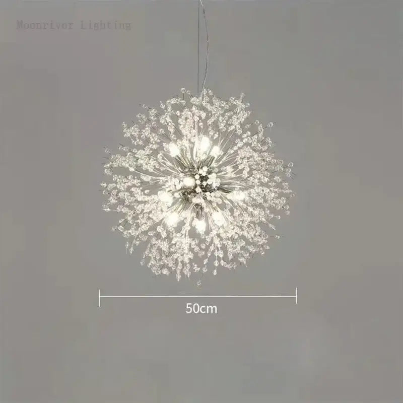 Modern dandelion crystal chandelier with sparkling silver finish and crystal accents for elegant living room decorbites dandelion
