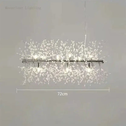 Modern dandelion crystal chandelier with clear glass branches and sleek chrome bar for elegant living room decorbites dandelion