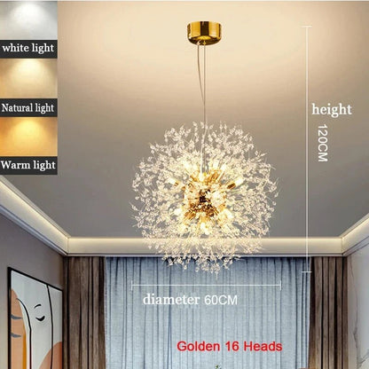 Modern Dandelion Starburst Pendant Light In Chrome - Decorbites