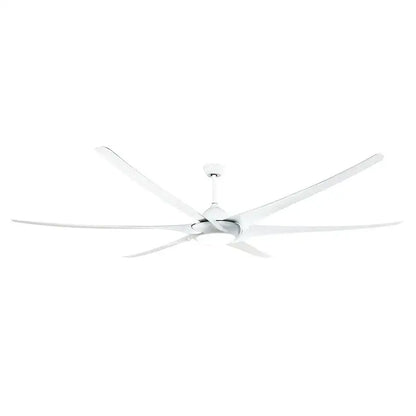 Modern dark bronze 100 inch large ceiling fan with white sleek blades and minimalist design for living room lighting