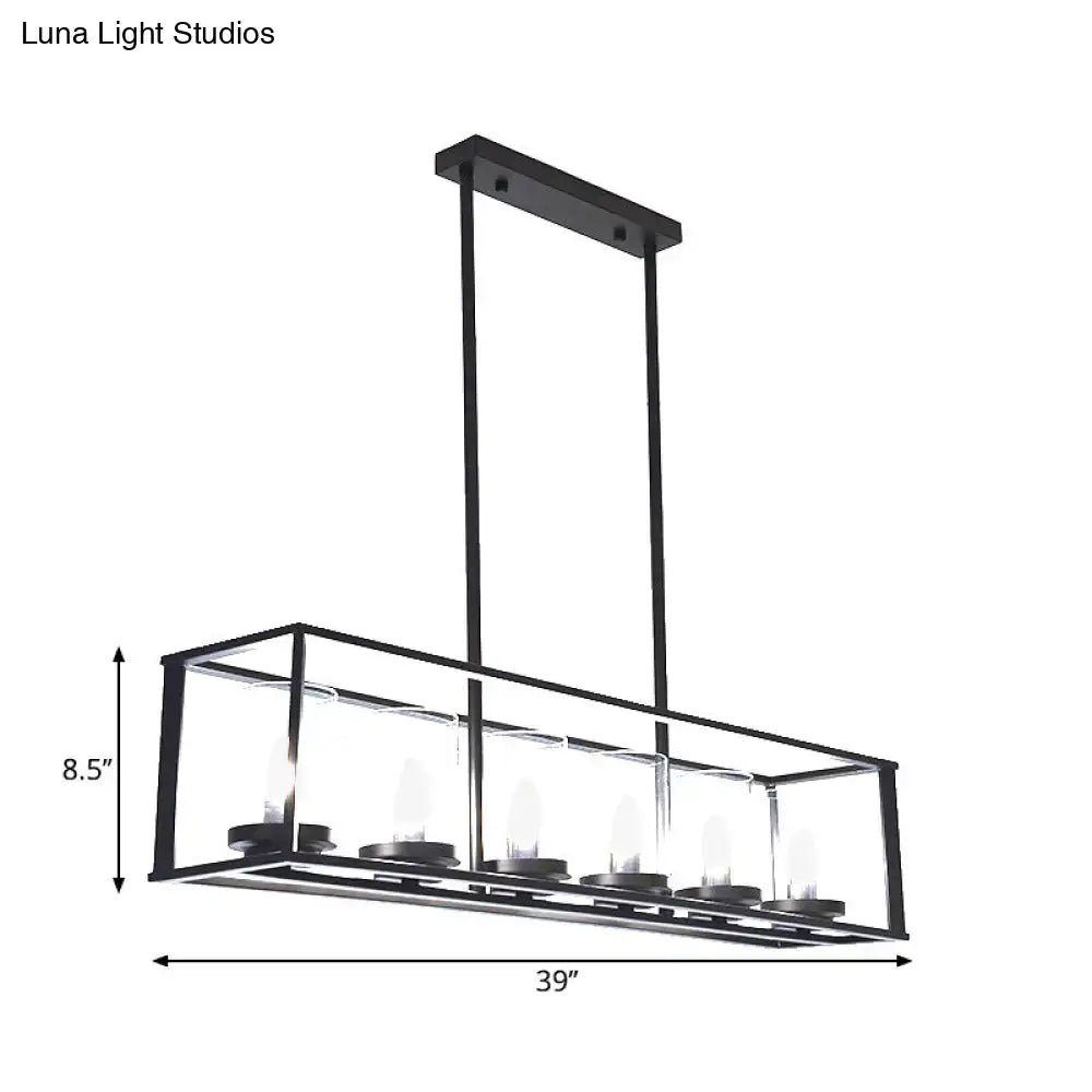 DecorBites classic black island pendant light with clear glass shade featuring five exposed bulbs for dining rooms