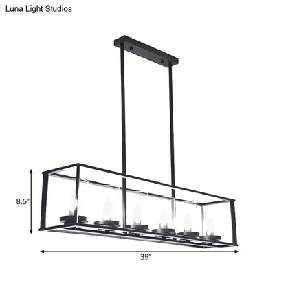 DecorBites classic black island pendant light with clear glass shade featuring five exposed bulbs for dining rooms