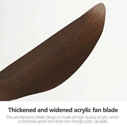 A sleek dark brown thickened acrylic fan blade with a glossy finish for a modern dc ceiling fan in the living room