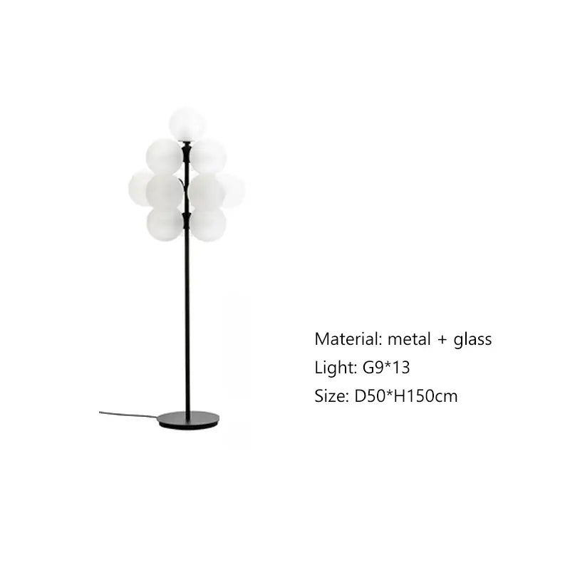 Modern dark brown bubbleglass led floor lamp with black metal base and frosted globe shades for living room decorbites floor lamp