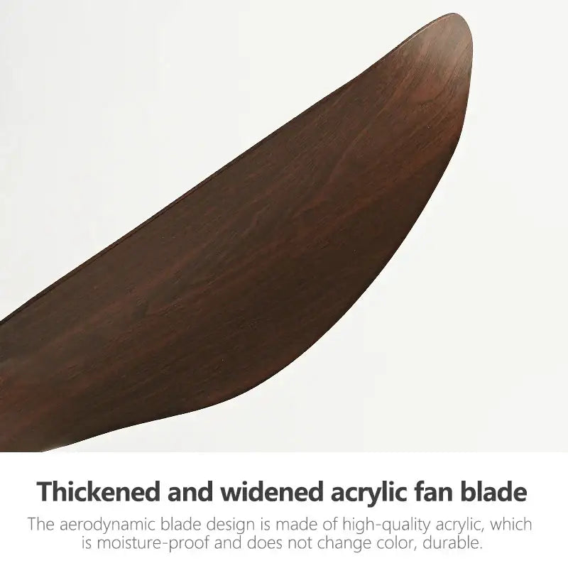 Sleek dark brown thickened acrylic fan blade with glossy finish for modern ceiling fan with dc remote control