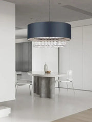 Modern dark gray crystal pendant chandelier with clear crystal droplets by decorbites for dining room lighting
