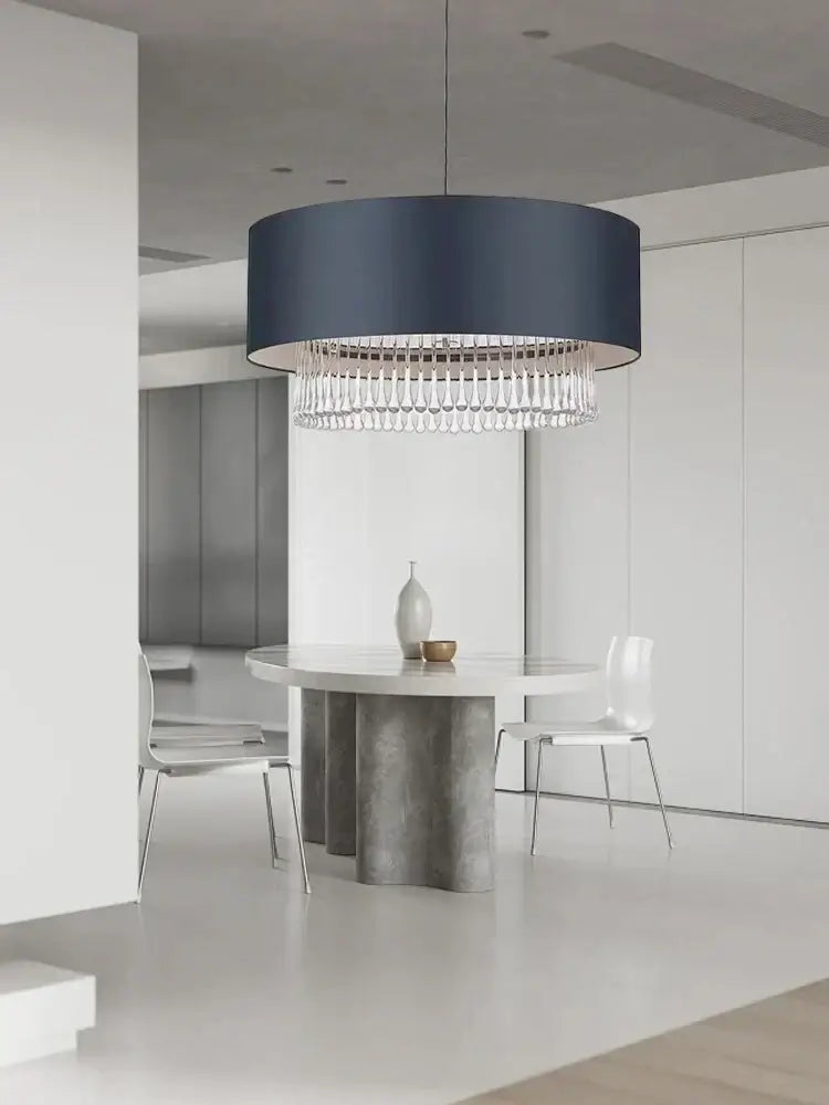 Modern dark gray crystal pendant chandelier with clear crystal droplets by decorbites for dining room lighting