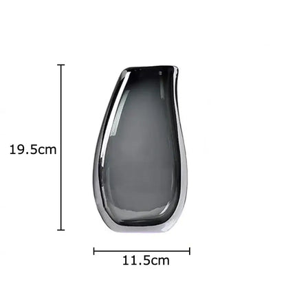 A sleek dark gray double glass vase with a smooth glossy finish for glass vase hydroponic desk decor