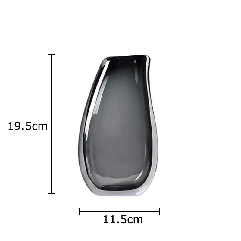 A sleek dark gray double glass vase with a smooth glossy finish for glass vase hydroponic desk decor