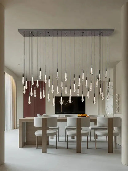 Modern dark metal decorbites crystal ceiling chandelier with clear glass bulbs for dining room lighting