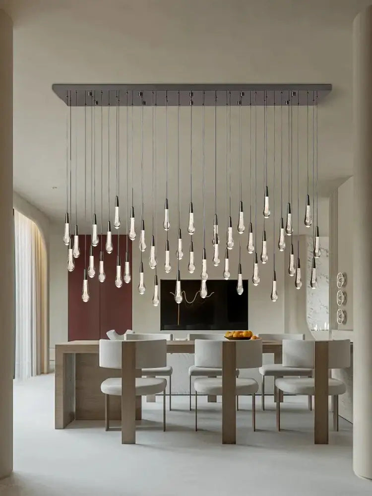 Modern dark metal decorbites crystal ceiling chandelier with clear glass bulbs for dining room lighting