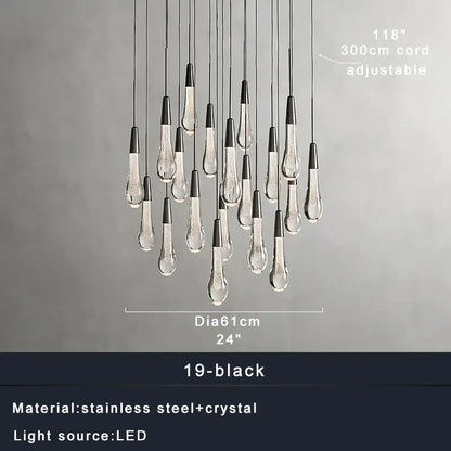 Modern black and clear decorbites crystal ceiling chandelier with stainless steel accents for dining room decor