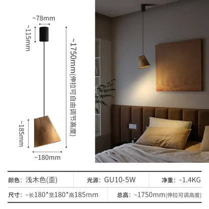 A modern dark and natural decorbites adjustable wooden pendant light with conical shade and black metal fixture for dining room