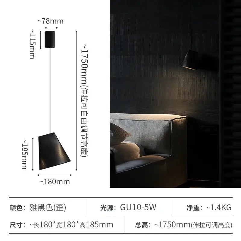 Black matte pendant light with a sleek conical shade and adjustable height in decorbites adjustable wooden chandelier style