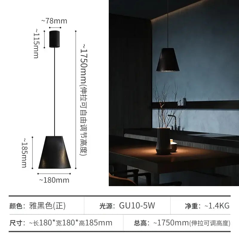 Modern dark and natural decorbites adjustable wooden chandelier with black matte pendant light and adjustable height for dining room