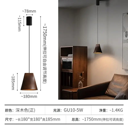 Modern dark brown wooden pendant light with conical shade and adjustable height decorbites adjustable wooden chandelier