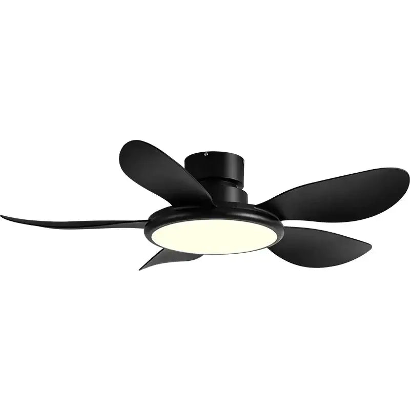 Modern dark wood black led ceiling fan with integrated light fixture for living room with remote control