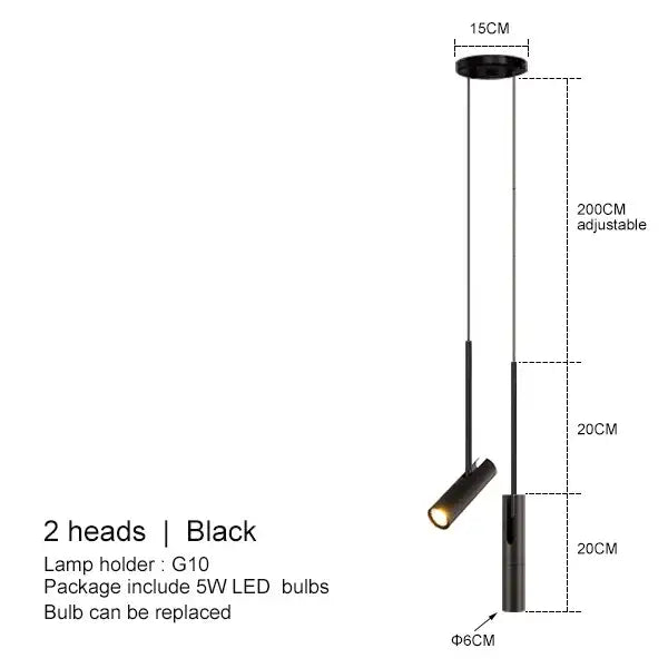 Black modern pendant light with two adjustable heads and sleek cylindrical design for decorbites black chandelier bedroom