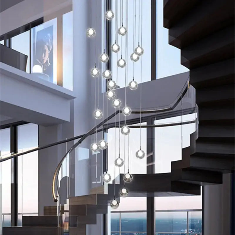 Modern decorbites bubble led clear glass spherical pendant chandelier with sleek minimalist design for dining room lighting
