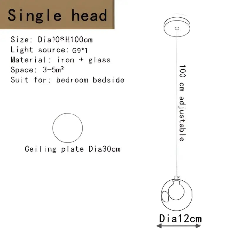 Minimalist decorbites bubble led single-head pendant light with clear glass and iron design for dining room lighting