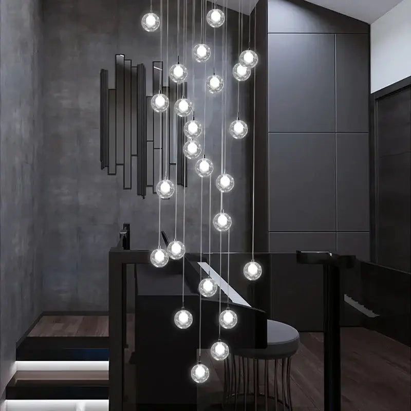 Modern decorbites bubble led chandelier with cascading clear glass globe pendant light for dining room lighting