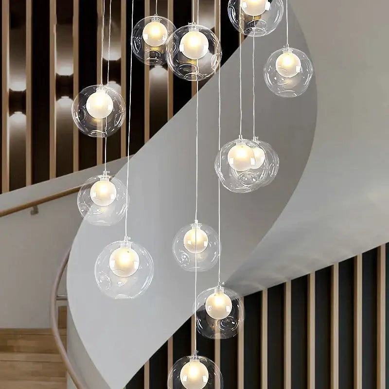Modern decorbites bubble led chandelier with clear glass globe pendant lights and warm white bulbs for dining room lighting