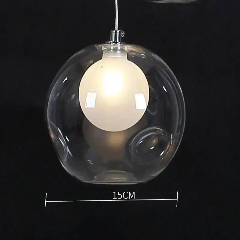 Clear glass globe pendant light with frosted white bulb in decorbites bubble led chandelier for modern dining room