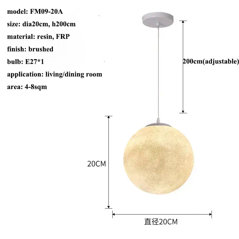 Modern decorbites cream moon led pendant chandelier with spherical brushed resin and frp cream moon led surface