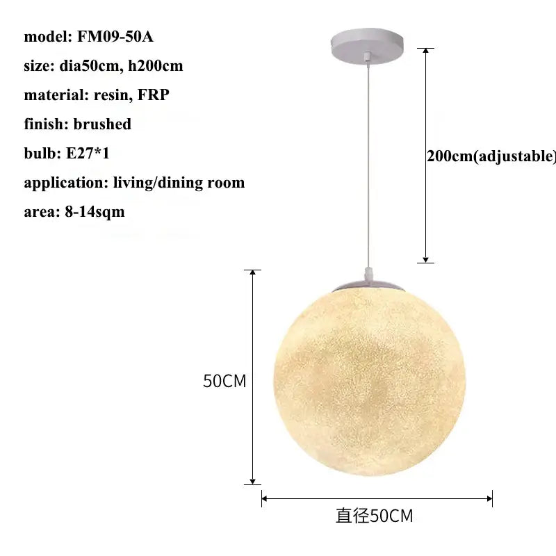 Modern decorbites cream moon led pendant chandelier with spherical textured resin and frp pendant chandelier design
