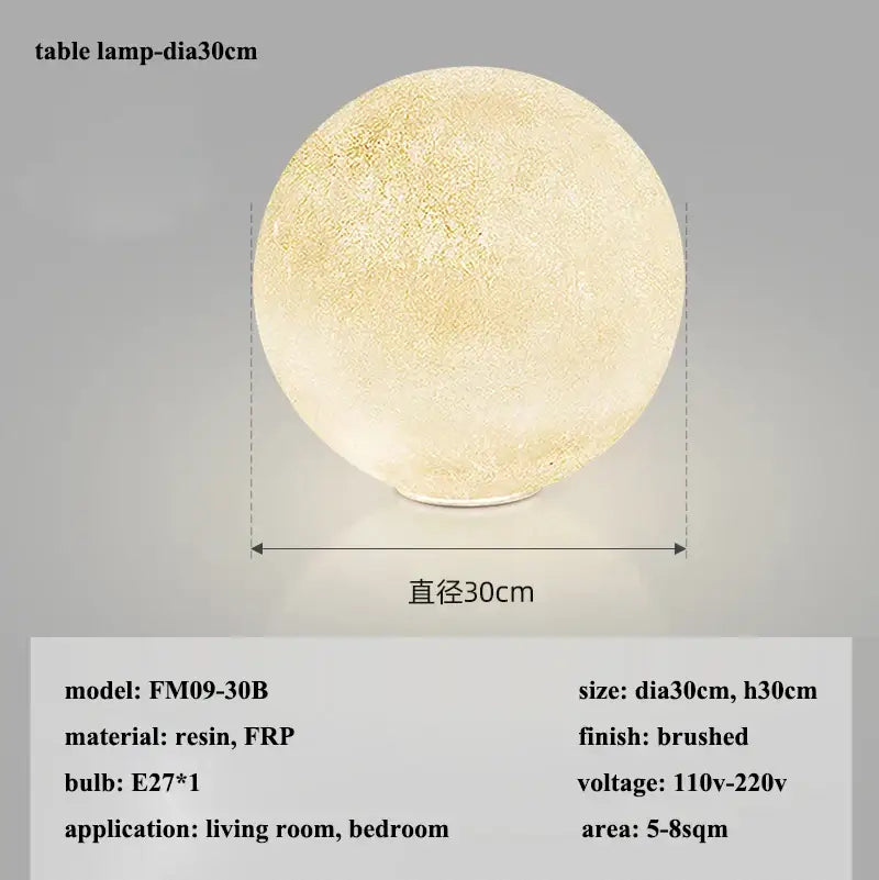 Modern decorbites cream moon pendant chandelier with round brushed resin frp table lamp emitting warm light 30cm diameter
