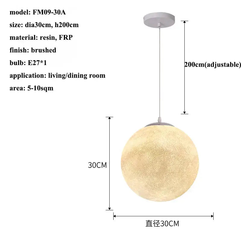 Modern decorbites cream moon led pendant chandelier featuring a spherical brushed resin and frp pendant chandelier