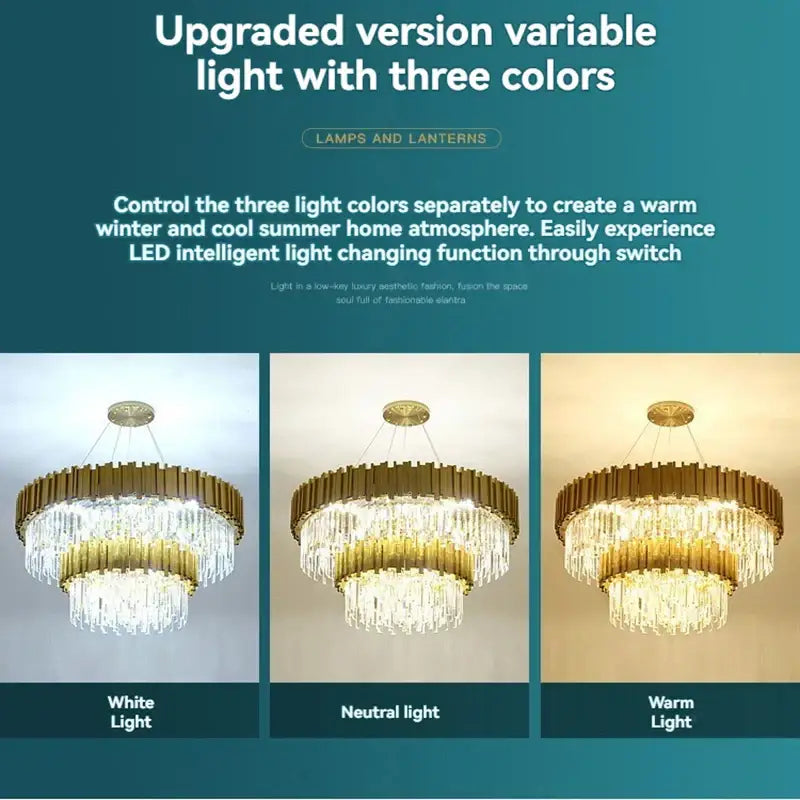 Modern decorbites crystal gold chandelier with cascading crystals and adjustable gold chandelier led lighting for living room ceiling