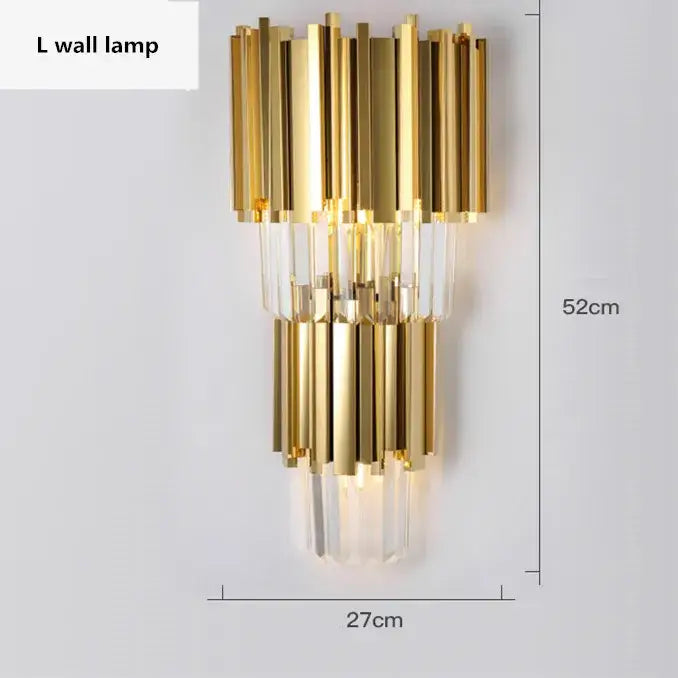 Modern decorbites crystal gold chandelier featuring clear crystal vertical bars in gold finish for living room lighting