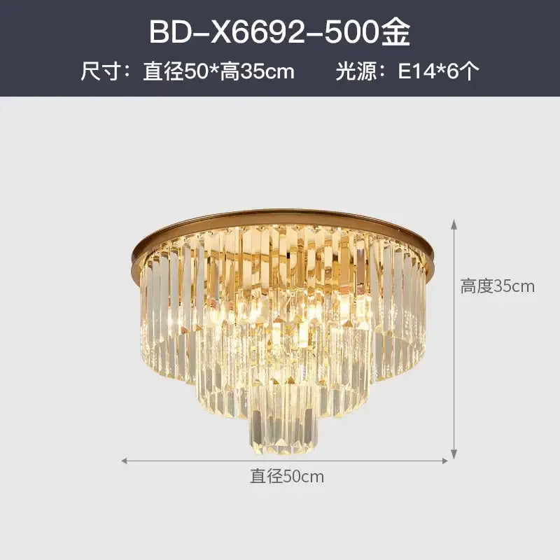 Modern decorbites crystal gold led chandelier with cascading crystal prisms and six e14 bulbs for living room lighting