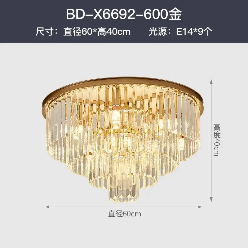 Modern decorbites crystal gold led chandelier with cascading crystal prisms and nine e14 bulbs for living room lighting