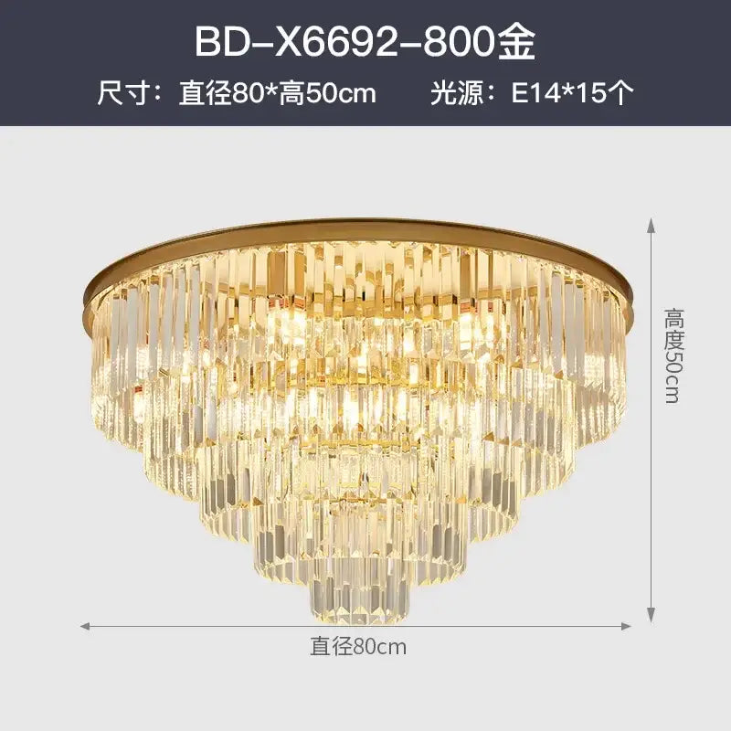 Gold-toned decorbites crystal gold multi-tiered chandelier with clear crystal prisms for dining room led lighting
