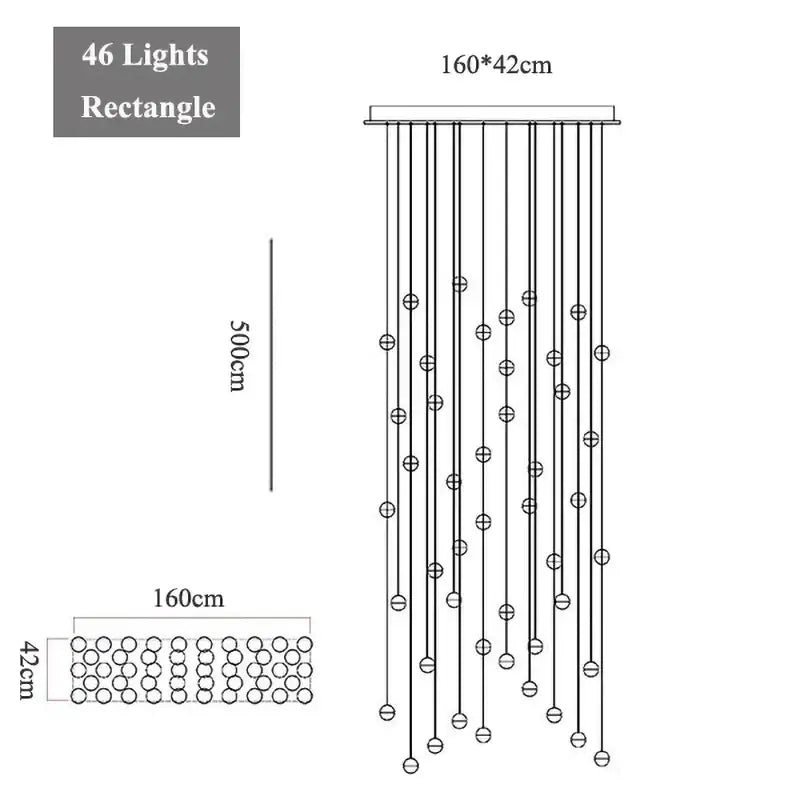Modern decorbites crystal led chandelier with 46 vertical lights metallic finish minimalist living room pendant light