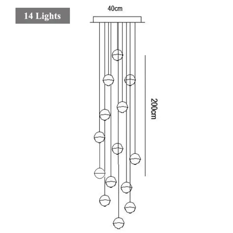 Modern decorbites crystal led chandelier with 14 spherical lights and rectangular ceiling mount for living room lighting